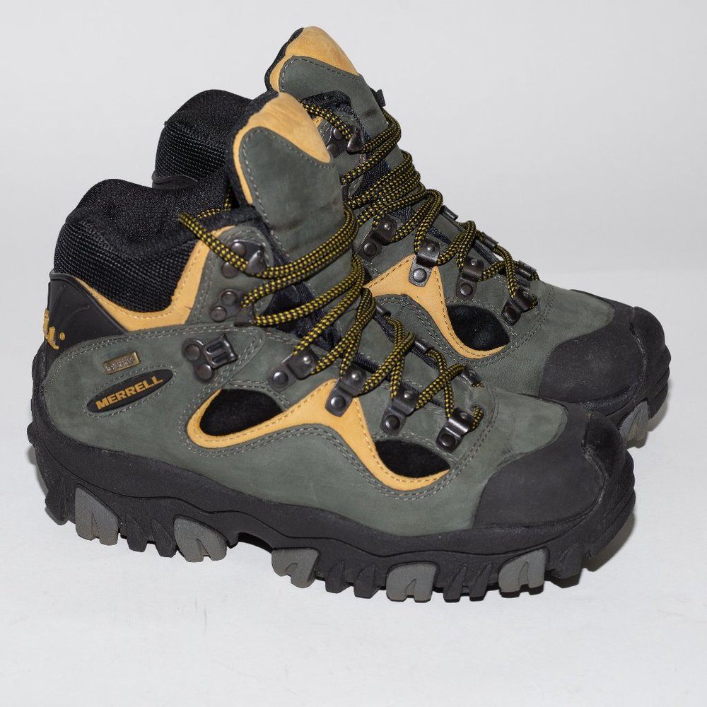Merrell Women's Polar Blast Pitch Green Leather Waterproof Hiking Boots Size 7.5